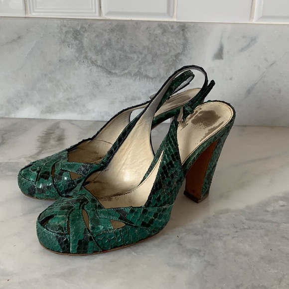 Prada green python slingback pump 38.5 - Picture 3 of 8